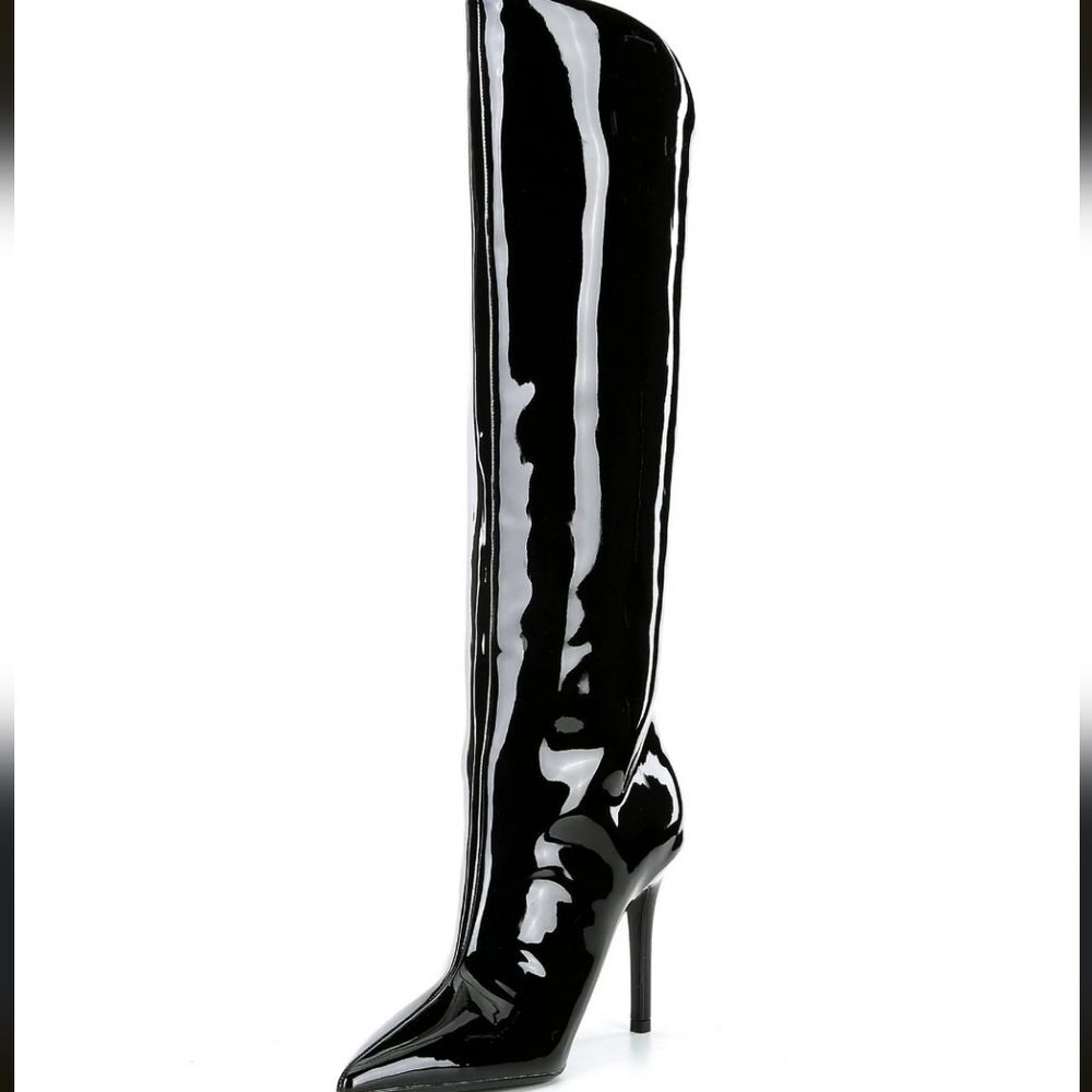 Steve Madden Sarina Patent Black Knee High Boot 9M